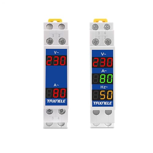 Din-Schiene 18 mm Spannung Strom HZ Meter AC 80¨C500 V 110 V 230 V 380 V 100 A Modulares Voltmeter Amperemeter LED-Anzeige Digitaler Volt-Tester mit CT (V+A+HZ) von TAXNELE