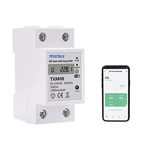 W-lan Intelligentes Energie¨¹berwachungs-Schaltmessger?t AC 90-250V 110V 230V 60A Amperemeter Voltmeter Multimeter Kompatibel mit Alexa Google Home, Fernbedienung mit Smart Life Tuya App von TAXNELE