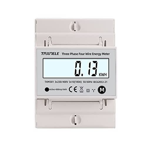 TAXNELE Dreiphasiger Vier-Draht-Energiezähler Multifunktionaler Bidirektionaler Import und Export Wattmeter Energiezähler KWH Spannung Strom 100A AC Solar PV TAXNELE Dreiphasiger Vier-Draht-Energiezähler Multifunktionaler Bidirektionaler Import und Export Wattmeter Energiezähler KWH Spannung Strom 100A AC Solar PV von TAXNELE