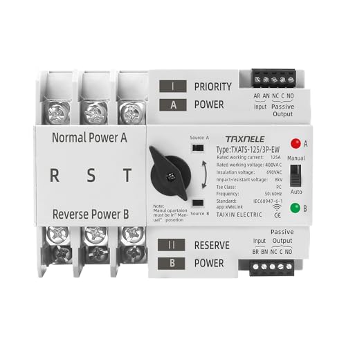 eWeLink WiFi Smart Remote Control 2P 3P 4P 125A AC 230V ATS Dual Power Automatic Transfer Switch Selector Uninterrupted Power (3P) von TAXNELE