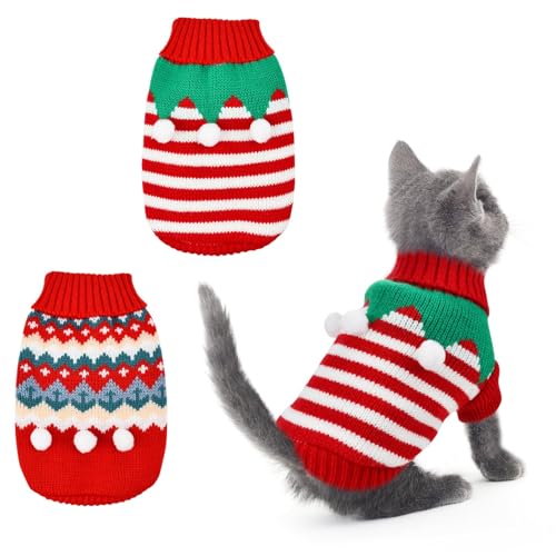 Weihnachtspullover Hund, 2pcs Hunde Outfit Weihnachten, Weihnachtspullover Katze, Hunde Weihnachtskostüm, Weihnachtskostüme für Kleine und Mittlere Hunde und Katzen(XL) von TAXTYHRE