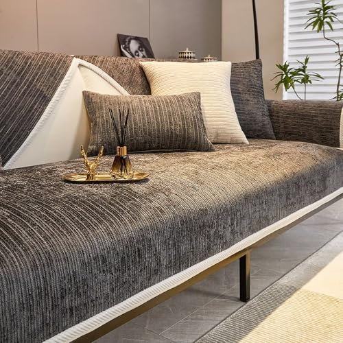 TAYGUM Sofa Überzug, Sofadecken Für Sitzfläche, Sofaschoner rutschfest, Sofabezug l Form, Couch Überzug für U Form L Form Sektionssofa für 1 2 3 4 Sitzer Sofa, Dunkelgrau, 70 * 150CM von TAYGUM