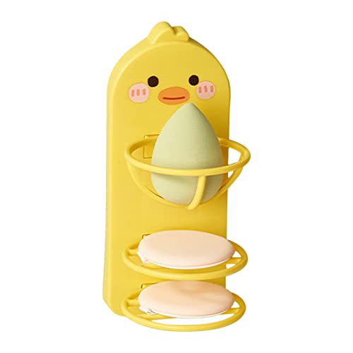 TAYSTE Frauen Beauty Eierregal | Cartoon-Tier ohne Bohren, spurlos, selbstklebend, für Badezimmer, Schminkschwamm, Regal - Punch Free Fall Resistant Puff Organizer Holder Cartoon Yellow Duck Storage von TAYSTE