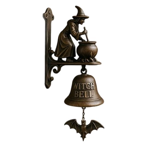 Halloween Hexe Türklingel Metall Wandhalterung Türklingel mit Glocken und antikem Haken Halloween Dekoration Vintage Türglocken für Wohnkultur Halloween Hexe Türklingel Metall Wandhalterung Türklingel mit Glocken und antikem Haken Halloween Dekoration Vintage Türglocken für Wohnkultur von TAZIZI