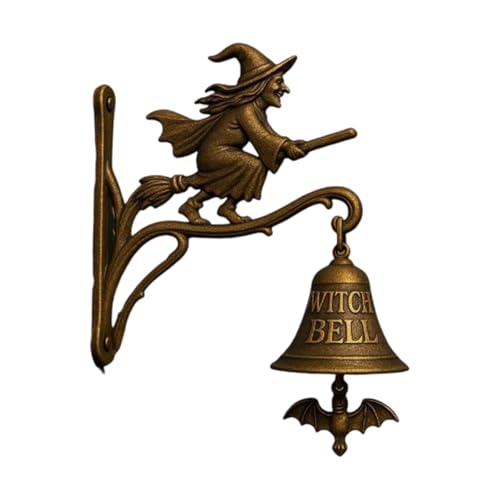 Halloween Hexe Türklingel Metall Wandhalterung Türklingel mit Glocken und antikem Haken Halloween Dekoration Vintage Türglocken für Wohnkultur Halloween Hexe Türklingel Metall Wandhalterung Türklingel mit Glocken und antikem Haken Halloween Dekoration Vintage Türglocken für Wohnkultur von TAZIZI