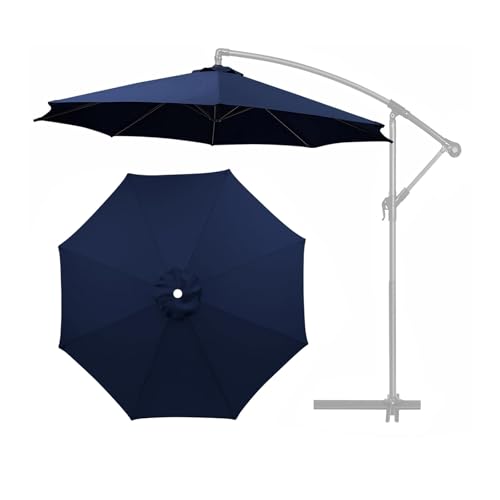 TAZYYZUU 2,0 m 3,0 m 3,5 m Sonnenschirm-Ersatzdach, abgerundetes Ersatz-Sonnenschirmdach, 8 Rippen, Gartenschirm-Stoffabdeckung for die Terrasse im Freien, UV-Schutzdach(Dark Blue,3.0m(9.8ft)) von TAZYYZUU