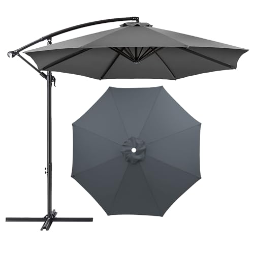 TAZYYZUU 2,0 m 3,0 m 3,5 m Sonnenschirm-Ersatzdach, abgerundetes Ersatz-Sonnenschirmdach, 8 Rippen, Gartenschirm-Stoffabdeckung for die Terrasse im Freien, UV-Schutzdach(Gray,2.70m(8.8ft)) von TAZYYZUU