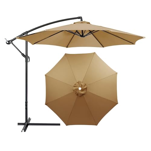 TAZYYZUU 2,0 m 3,0 m 3,5 m Sonnenschirm-Ersatzdach, abgerundetes Ersatz-Sonnenschirmdach, 8 Rippen, Gartenschirm-Stoffabdeckung for die Terrasse im Freien, UV-Schutzdach(Khaki,2.30m(7.5ft)) von TAZYYZUU