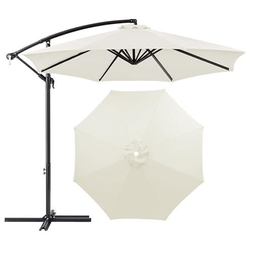 TAZYYZUU 2,0 m 3,0 m 3,5 m Sonnenschirm-Ersatzdach, abgerundetes Ersatz-Sonnenschirmdach, 8 Rippen, Gartenschirm-Stoffabdeckung for die Terrasse im Freien, UV-Schutzdach(Light Beige,2.50m(8.2ft)) von TAZYYZUU
