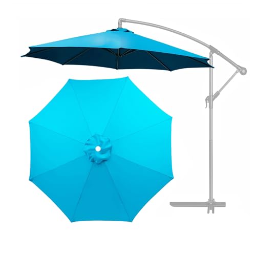TAZYYZUU 2,0 m 3,0 m 3,5 m Sonnenschirm-Ersatzdach, abgerundetes Ersatz-Sonnenschirmdach, 8 Rippen, Gartenschirm-Stoffabdeckung for die Terrasse im Freien, UV-Schutzdach(Light Blue,2.70m(8.8ft)) von TAZYYZUU