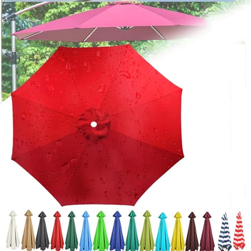 TAZYYZUU Anti-UV-Marktschirm-Überdachung, 8-Rippen-Schirmtuch, wasserdichte Ersatzabdeckung for Sonnenschirmoberteil im Freien for Terrasse, Garten, Hof, Pool, Hinterhof(Red,3-m(10ft)) von TAZYYZUU