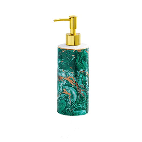 TAZYYZUU Blauer Flüssigseifenspender aus Keramik, nachfüllbare Pumpflasche for Küche und Bad, Handseifenspender mit Ölgemälde Sternenhimmel, dekorative Kunst(Green) von TAZYYZUU