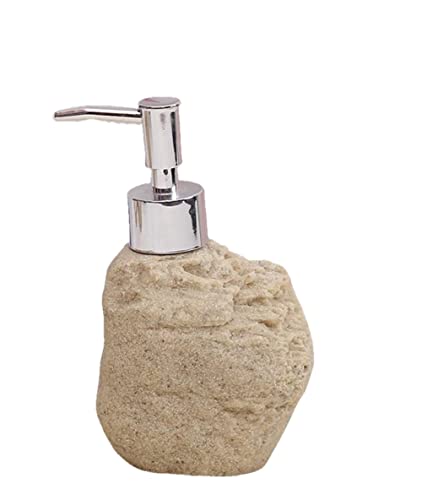 TAZYYZUU Flüssigseifenspender, 12oz Handseifenspender for Küchenspüle mit Pumpe, Spülmittelspender for Arbeitsplatte, Dekorativ ic Beige Sand Weathered Stone Resin Refi von TAZYYZUU