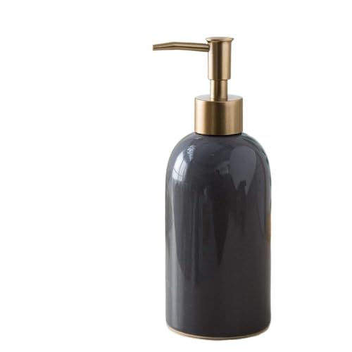 TAZYYZUU Flüssigseifenspender aus Keramik, Vintage-Lotion, Goldpumpe, nachfüllbare Flasche for Küchenspüle und Badezimmer, dekorativer Handseifenspender Seladon-Porzellan(Gray) von TAZYYZUU