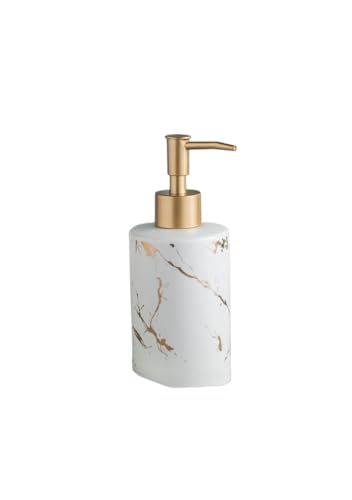 TAZYYZUU Flüssigseifenspender aus Keramik mit Marmor-Adern, Lotion-Pumpflasche for die Küchenarbeitsplatte im Badezimmer, dekorativer Handseifenspender goldfarbenem Porzellan(White) von TAZYYZUU