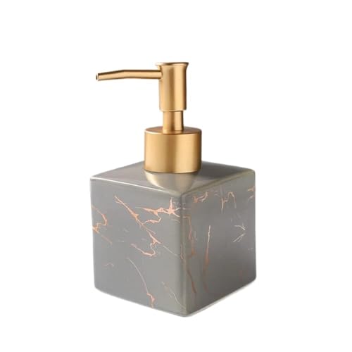 TAZYYZUU Flüssigseifenspender aus Keramik mit Pumpe for Badezimmer, Arbeitsplatte und Küche im Büro, Handseifenspender Porzellan nordischen Goldmarmorstreifen, dekorative Flüssigseifenflasche(Gray) von TAZYYZUU