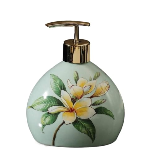 TAZYYZUU Ice Retro Floral Lotion Pump Nachfüllbare Flasche for Küche Bad, Antikes Design Dekorativer Handseifenspender(Green) von TAZYYZUU