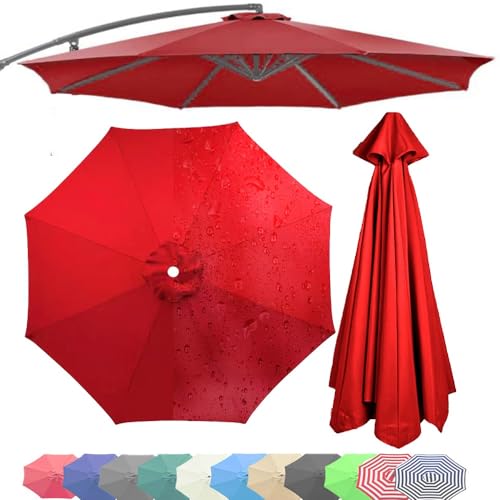 TAZYYZUU Markt-Sonnenschirm-Überdachung, 8 Rippen, wasserdicht, for den Außenbereich, Tischschirmoberteil, lichtbeständig, Ersatztuch for Terrassen-Sonnenschirm for Pavillon und Strand(Red,3-m(10ft)) von TAZYYZUU