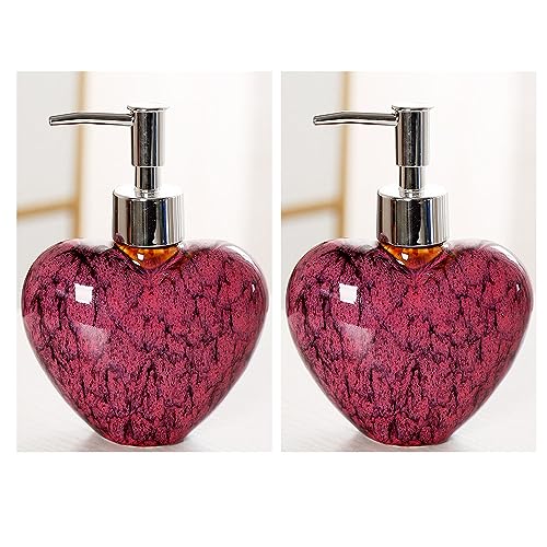 TAZYYZUU Seifenspender, (1 Stück) Herzförmige dekorative Moderne Vintage-Flasche im Bauernhausstil, nachfüllbare Handlotion-Pumpflasche for Flüssigseife, Shampoo, Lotionen, Keramik von TAZYYZUU