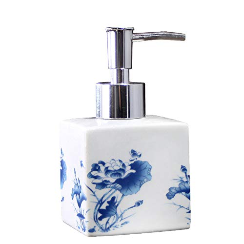 TAZYYZUU Seifenspender, Flüssigseifenspender aus Keramik mit Pumpe for Badezimmer, Arbeitsplatte/Küche, Büro, Vintage-Seifenspender Porzellan Blumenmuster in Blau und Weiß, dekoratives Li TAZYYZUU Seifenspender, Flüssigseifenspender aus Keramik mit Pumpe for Badezimmer, Arbeitsplatte/Küche, Büro, Vintage-Seifenspender Porzellan Blumenmuster in Blau und Weiß, dekoratives Li von TAZYYZUU