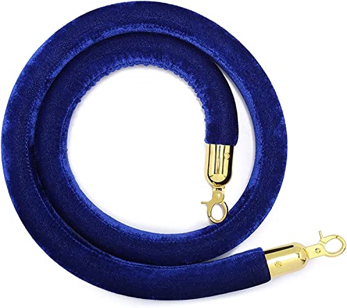 TAZYYZUU Seilabsperrung, 1,5 m, Absperrseil zur Kontrolle von Menschenmengen mit Haken, 3 cm Dickes Samt-Absperrseil for Partys, Hotels(Blue) von TAZYYZUU