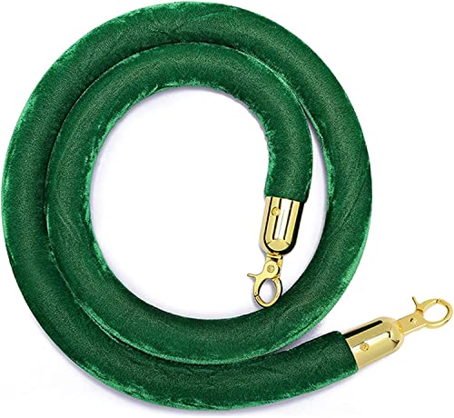 TAZYYZUU Seilabsperrung, 1,5 m, Absperrseil zur Kontrolle von Menschenmengen mit Haken, 3 cm Dickes Samt-Absperrseil for Partys, Hotels(Green) von TAZYYZUU