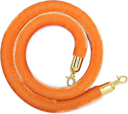 TAZYYZUU Seilabsperrung, 1,5 m, Absperrseil zur Kontrolle von Menschenmengen mit Haken, 3 cm Dickes Samt-Absperrseil for Partys, Hotels(Orange) von TAZYYZUU