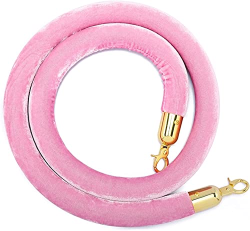TAZYYZUU Seilabsperrung, 1,5 m, Absperrseil zur Kontrolle von Menschenmengen mit Haken, 3 cm Dickes Samt-Absperrseil for Partys, Hotels(Pink) von TAZYYZUU