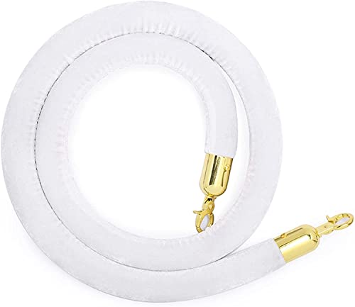 TAZYYZUU Seilabsperrung, 1,5 m, Absperrseil zur Kontrolle von Menschenmengen mit Haken, 3 cm Dickes Samt-Absperrseil for Partys, Hotels(White) von TAZYYZUU