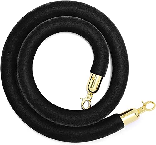 TAZYYZUU Seilabsperrung, 3 cm dick, Absperrseil zur Kontrolle von Menschenmengen mit Haken, Samt-Ersatzseil for roten Teppich, 1,5 m lang(Black) von TAZYYZUU