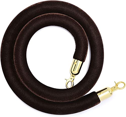 TAZYYZUU Seilabsperrung, 3 cm dick, Absperrseil zur Kontrolle von Menschenmengen mit Haken, Samt-Ersatzseil for roten Teppich, 1,5 m lang(Brown) von TAZYYZUU