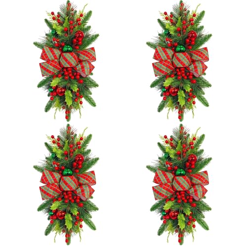 4PCS Weihnachtsgirlande,treppen Girlande Weihnachten mit LED,Tannenzapfen Blumen Hängende Girlande mit Roten Beeren für Kamin Tür Treppe Fenster Balkon Girlande für Urlaubs dekor 4PCS Weihnachtsgirlande,treppen Girlande Weihnachten mit LED,Tannenzapfen Blumen Hängende Girlande mit Roten Beeren für Kamin Tür Treppe Fenster Balkon Girlande für Urlaubs dekor von TAZZOR