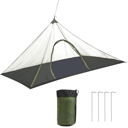 Camping Moskitonetz mit Reißverschluss,Outdoor Leicht Mückennetz 220 x 120 x 100 cm,Kompakt Moskitonetz Reise Outdoor-Zelt für Wandern, Camping, Angeln,Grün von TAZZOR