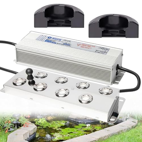 Nebelmacher 8-Kopf Ultraschall Nebelhersteller 6L/H Nebelbefeuchter mit 300W Netzteil Und Boje, Ultraschall Nebelgerät für Gärten, Teichen, Springbrunnen, Halloween Und Weihnachten (8-Kopf) von TAZZOR