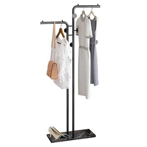 Schwarz Garderobenständer Metall Kleiderständer, Garderobenständer Metall Stabil, Modern Kleiderständer für Kleidung mit Rock Slab Base, für Neueinzieher/Kleine Wohnung/Garderobe mit Schwerlast von TAZZOR