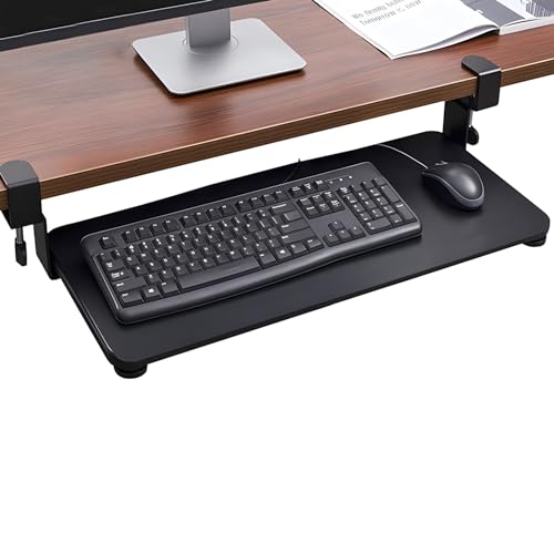 Tastaturablage, 52x25cm Tastaturauszug, Schublade unter Schreibtisch, Standfest Untertisch Schublade, Computer Schublade zum Tippen, Zuhause und Büro, Keine Schraube im Schreibtisch (Black) von TAZZOR