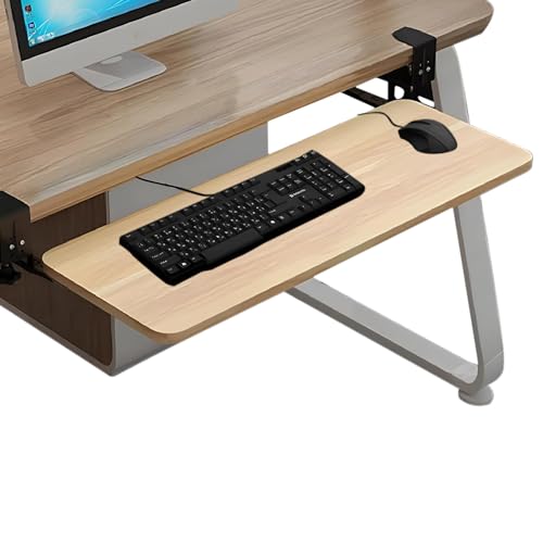 Tastaturablage, 52x25cm Tastaturauszug, Schublade unter Schreibtisch, Standfest Untertisch Schublade, Computer Schublade zum Tippen, Zuhause und Büro, Keine Schraube im Schreibtisch (Walnut) von TAZZOR