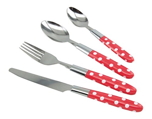 TB 300040024 Pois Classic Besteckset im Kunststoffbehälter, 24-teilig, Rot von TB