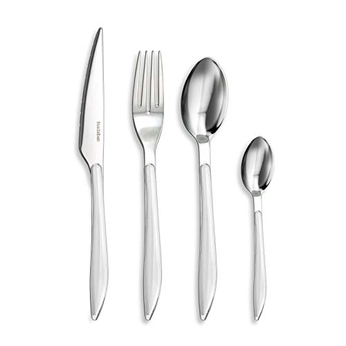 TB Kollektion® - 16-teilige Weißer Tropfen Besteck - Edelstahlbesteck für 4 Personen - ABS-Griffe - spülmaschinenfest - Geschenk-Set - Weiß von TB