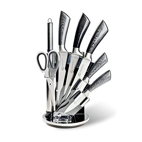 TBA EDENBERG EB-912. 8 Elemente Set Küchenmesser aus Edelstahl + Drehständer + Messerschärfer+ Schere.EIN unersetzlicher Freund jedes Küchenchefs. von TBA