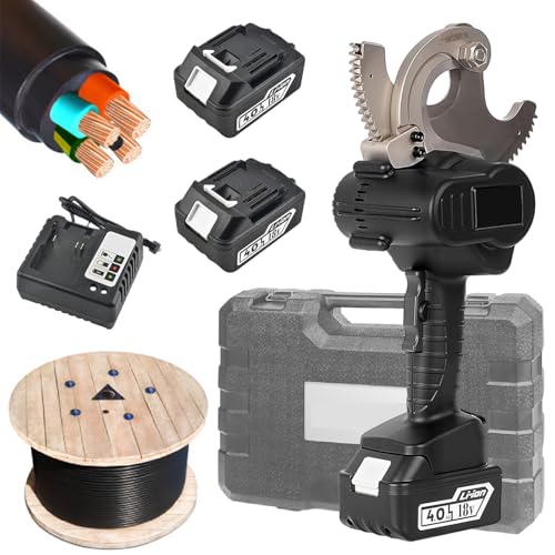 Akku-Hydraulischer Kabelschneider, Elektrischer Ratsche-Kabelschneider, 18V-Kabelschneider Elektro-Drahtschneider, Drahtschneidwerkzeug für Max. Φ95mm Kupfer-Al-Kabel & 1440mm² ACSR,65M von TBANVOO
