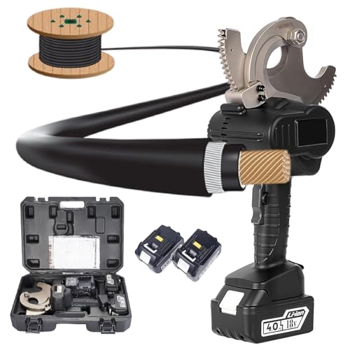 Elektrischer Akku-Hydraulischer Kabelschneider, Kabelschneider Elektro-Drahtschneider Drahtschneidwerkzeug mit 2 Lithium-Akkus, für Max. Φ95mm Kupfer-Al-Kabel & 1440mm² ACSR,65M von TBANVOO
