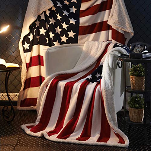 TBATM Flanell Decke, amerikanische Flagge warme Sofa Decke Sherpa weiche gemütliche Mittagspause TV Decke für Couch Stuhl Wohnzimmer Schlafzimmer,150x250cm von TBATM