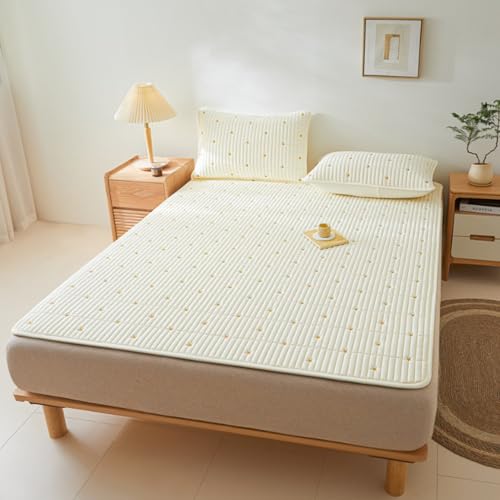 TBATM Matratzenauflage Queen Atmungsaktiv Rutschfester Matratzenschoner Mit Elastischen Bändern, Gesteppter Matratzentopper-Bezug Aus Roher Baumwolle, Waschbar,Weiß,200x220cm TBATM Matratzenauflage Queen Atmungsaktiv Rutschfester Matratzenschoner Mit Elastischen Bändern, Gesteppter Matratzentopper-Bezug Aus Roher Baumwolle, Waschbar,Weiß,200x220cm von TBATM