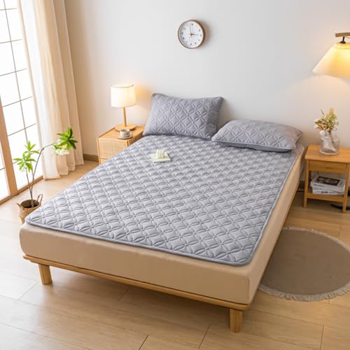 TBATM Premium Gesteppter Matratzenauflagen-Schutz Aus Natürlichem Gekämmtem Baumwolle - Kühlender Und Atmungsaktiver Matratzen-Topper Bettwäsche,Grau,180x220cm von TBATM