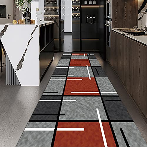 TBATM Teppich Läufer Flur Küche rutschfest Waschbar Modern Geometrisches Lange Kücheläufer Teppichläufer Polyester für Wohnzimmer Büro Schlafzimmer Esszimmer, Anpassbar,130x350CM von TBATM