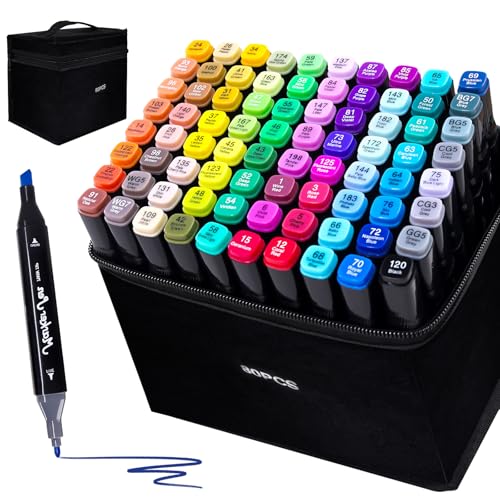 TBC The Best Crafts 80 Farben Alkohol Marker, Doppelseitiger Alcohol Marker Stifte Set, Schnell Trocknend und Permanenter Alkoholmarker set für Malerei, Design, Manga TBC The Best Crafts 80 Farben Alkohol Marker, Doppelseitiger Alcohol Marker Stifte Set, Schnell Trocknend und Permanenter Alkoholmarker set für Malerei, Design, Manga von TBC The Best Crafts