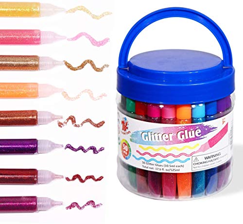 TBC The Best Crafts Glitzerkleber, 50 Stück Glitzer-Klebestifte ungiftig für Kinder von TBC The Best Crafts