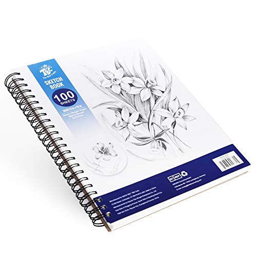 TBC Skizzenbuch, A4, Weiß, Spiralbindung, Skizzenbuch, Scrpbooking, Professionelles Zeichnen, für Künstler, Profis, Kinder, Studenten, 100 Seiten, Papier 100 g/m² von TBC The Best Crafts