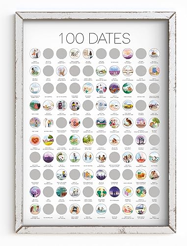 TBD 100 Dates Scratch Off Poster - Date Night Bucketlist Jubiläum für Paare, Date Night Ideen, Geburtstag für Frauen von TBD